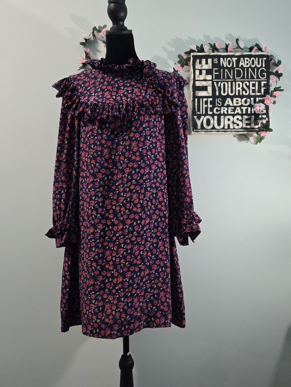Sandro Paris Floral Ruffle Mini Dress - Size 2